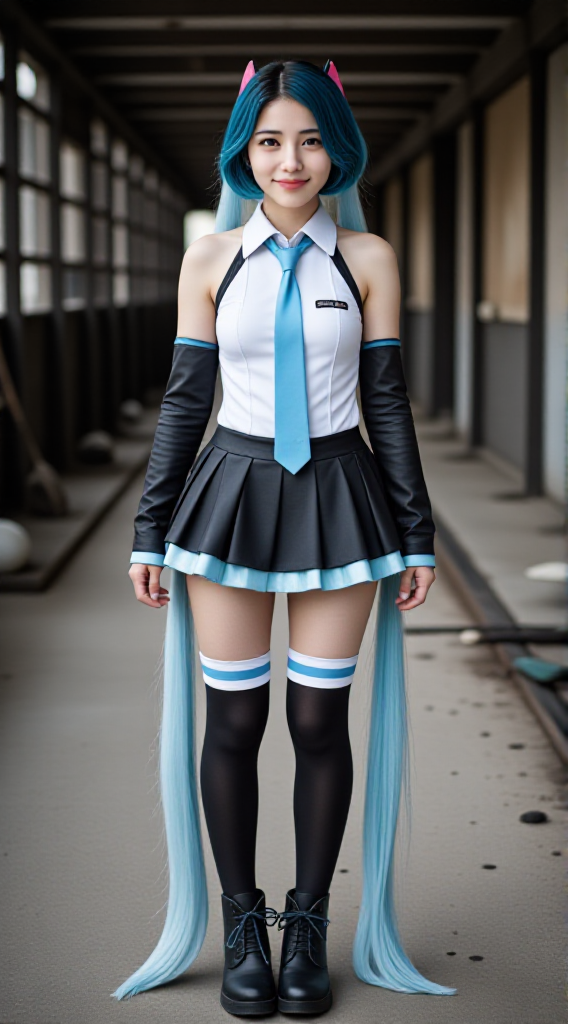 A striking student in vibrant school attire stands confidently against a dramatic backdrop