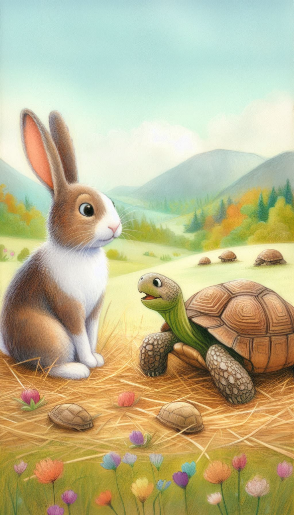 Rabbit & Tortoise Autumn Scene