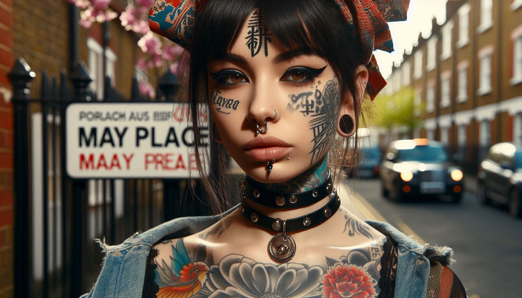Edgy artist confidently standing amidst city backdrop