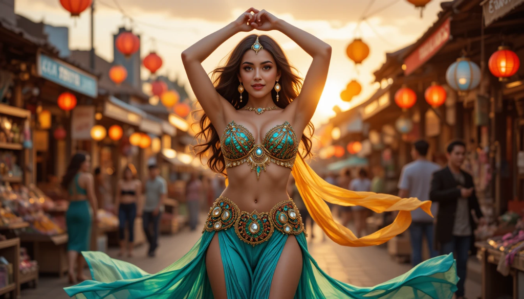 Belly dancer in vibrant costume
