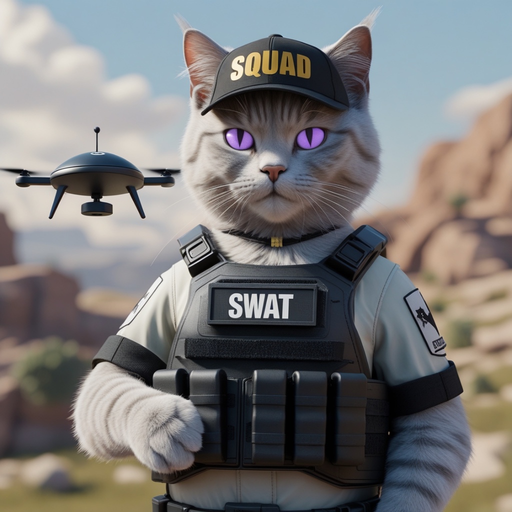 Military Cat in Desert