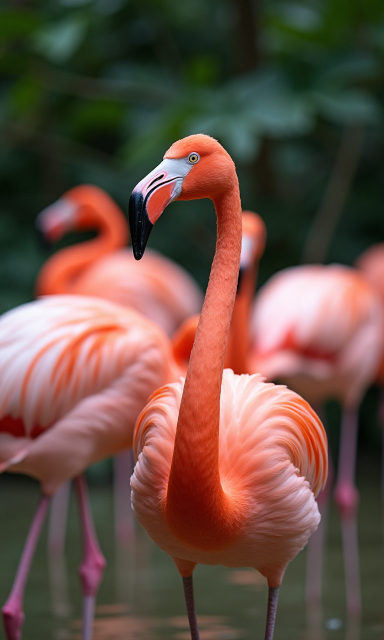 Flamingos in sunset